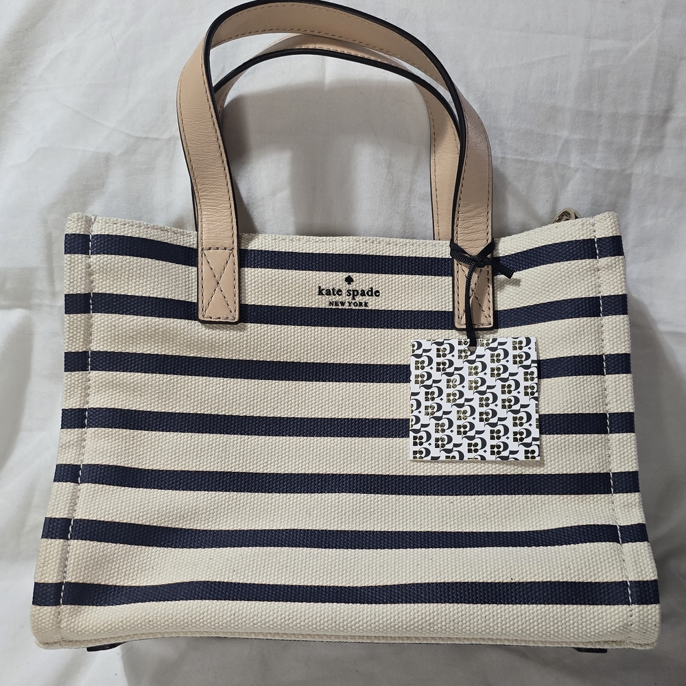 Kate Spade Navy and Cream Striped "Sam" Bag
